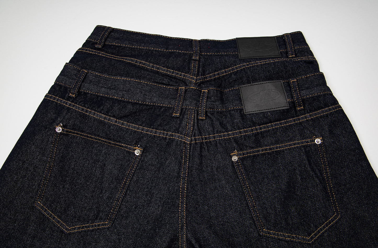 Fake Layered Double-Waist Wide Leg Denim Short Pants WN25667