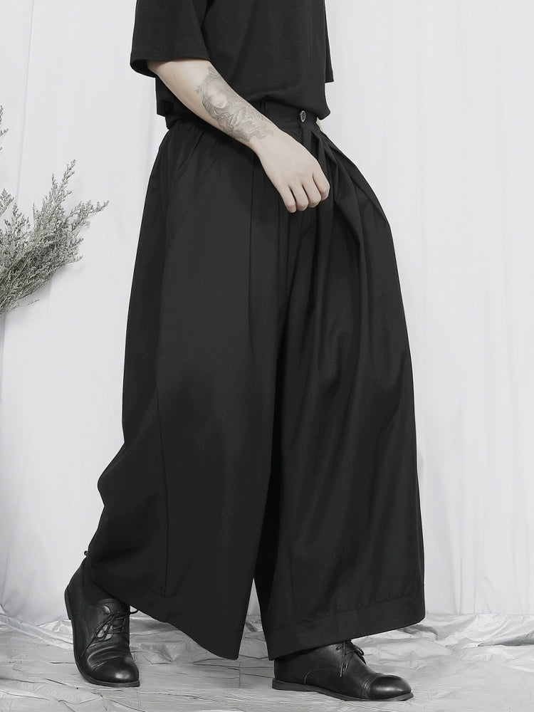 Color Black Wide Leg Cropped Trousers WN20151