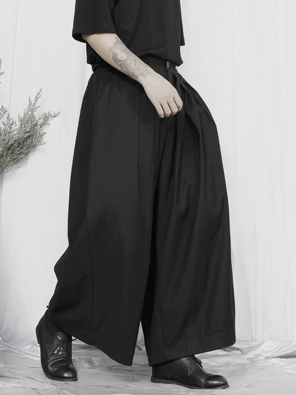 Color Black Wide Leg Cropped Trousers WN20151