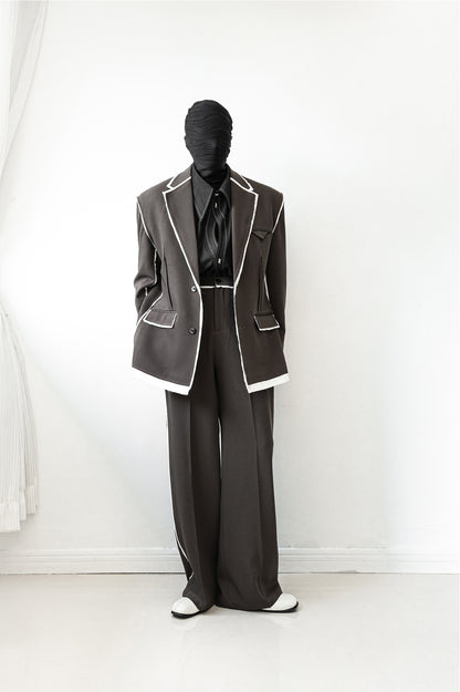 Raw Edge Patchwork Tailored Jacket & Trousers WN11836