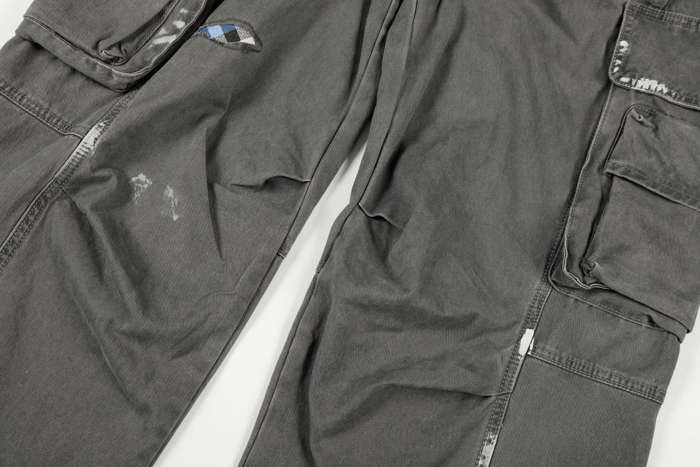 Damage Dirty Wide Leg Curved Cargo Pants WN25866