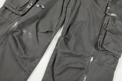 Damage Dirty Wide Leg Curved Cargo Pants WN25866