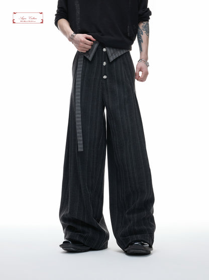 High-Waist Stripe Ribbon Wide Leg Pants WN27013