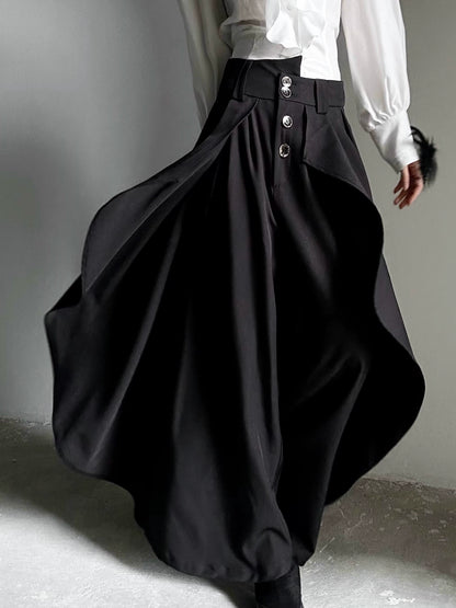 Asymmetric Design Flowy Wide Leg Trousers WN19644