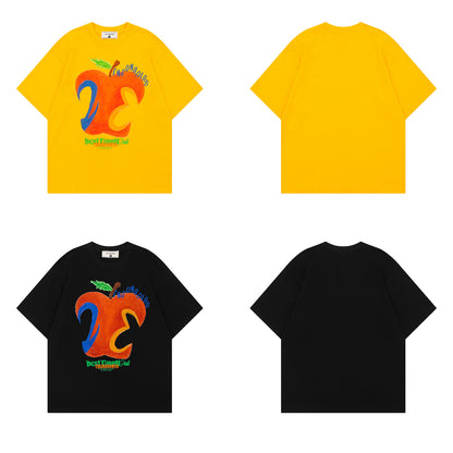 Apple Letter Print Short Sleeve T-Shirt WN26920