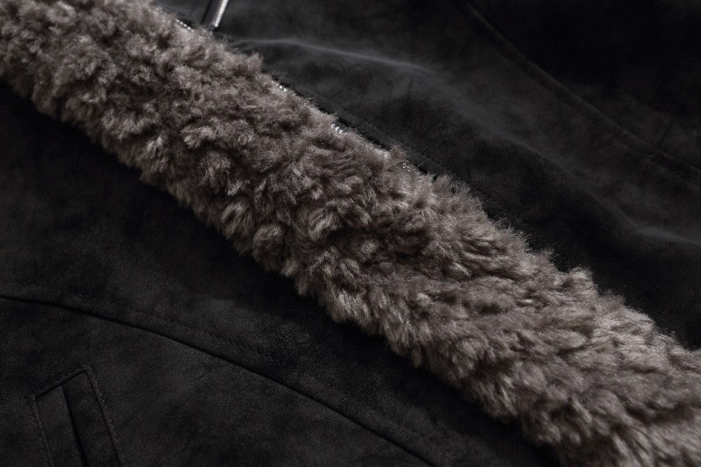 Fake Fur Trim Suede Quilting Jacket WN27914