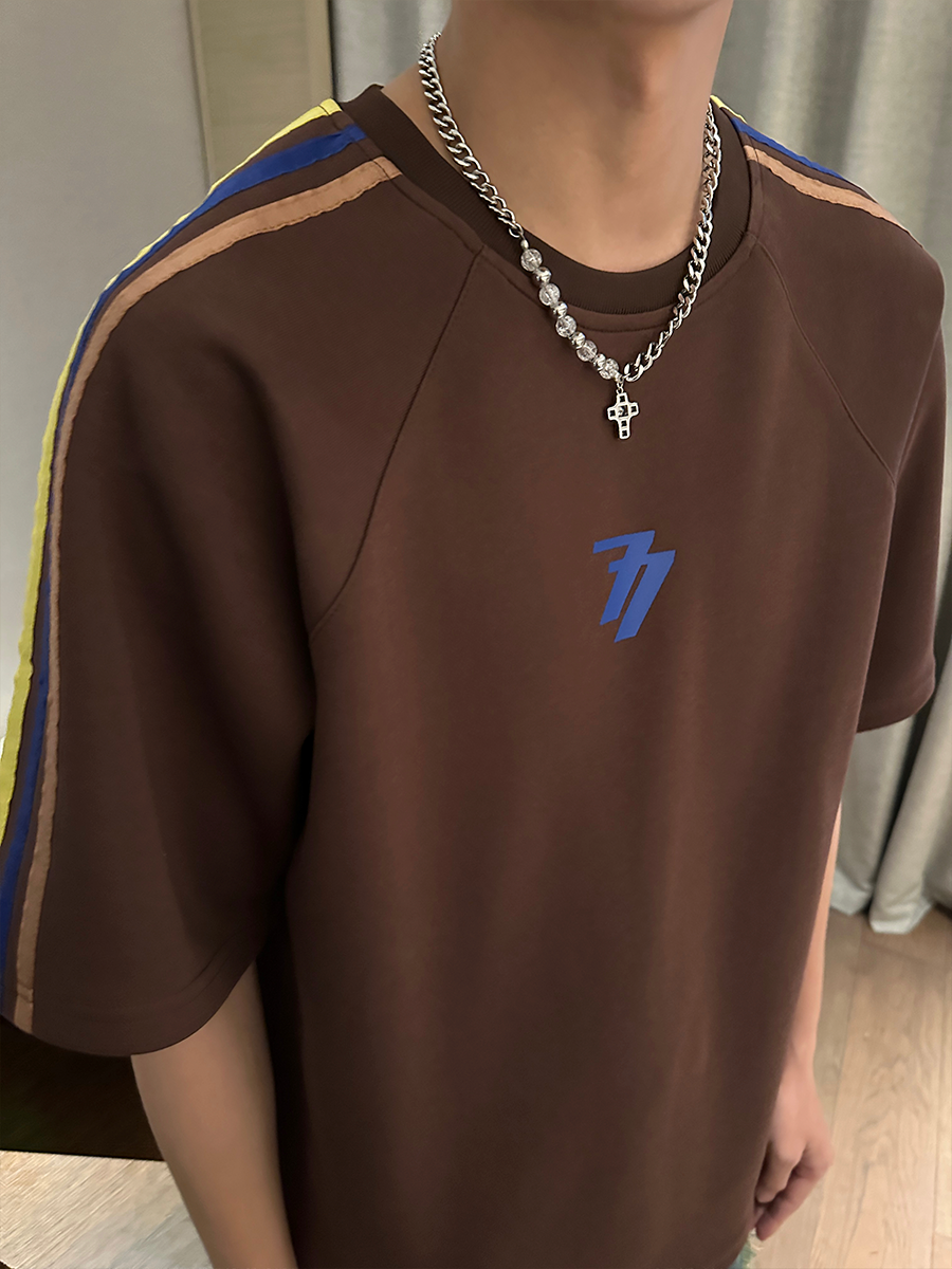 Contrast Patchwork Oversize Short Sleeve T-Shirt WN25269