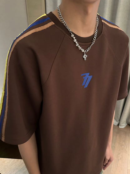 Contrast Patchwork Oversize Short Sleeve T-Shirt WN25269