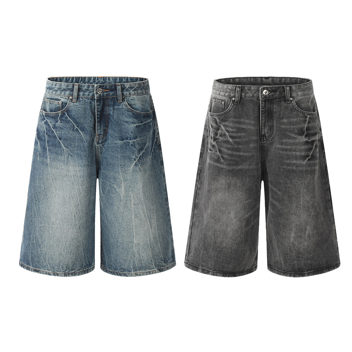 Washed Wide Leg Denim Half Pants WN25692