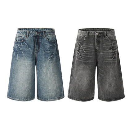 Washed Wide Leg Denim Half Pants WN25692