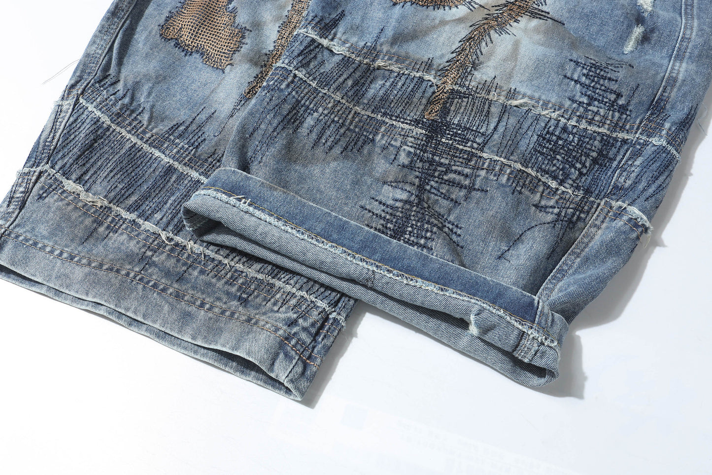 Washed Curved Wide Leg Denim Jeans WN16531