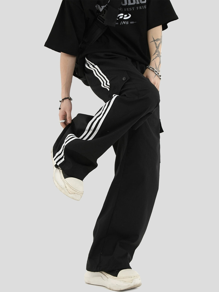 Side Stripe Wide Leg Cargo Sporty Pants WN7147