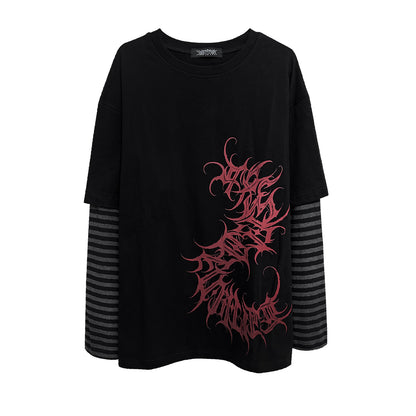 Fake Layered Print Long Sleeve T-Shirt WN15609
