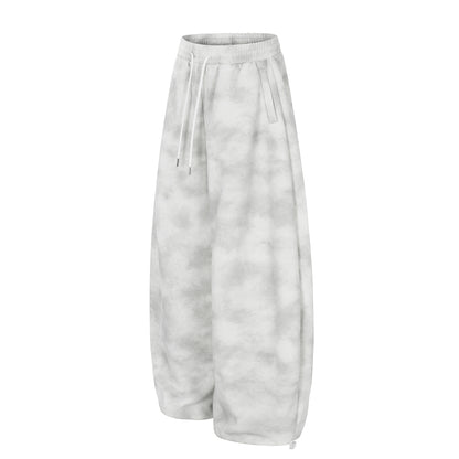 Cloud Washed Cross Embroidery Wide Leg Sweaetpants WN25527