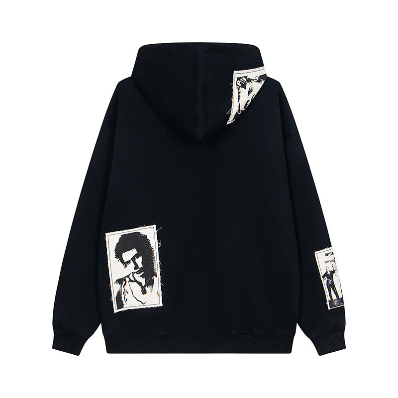 Portrait Patch Oversize Zipper Hoodie WN15033