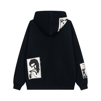 Portrait Patch Oversize Zipper Hoodie WN15033