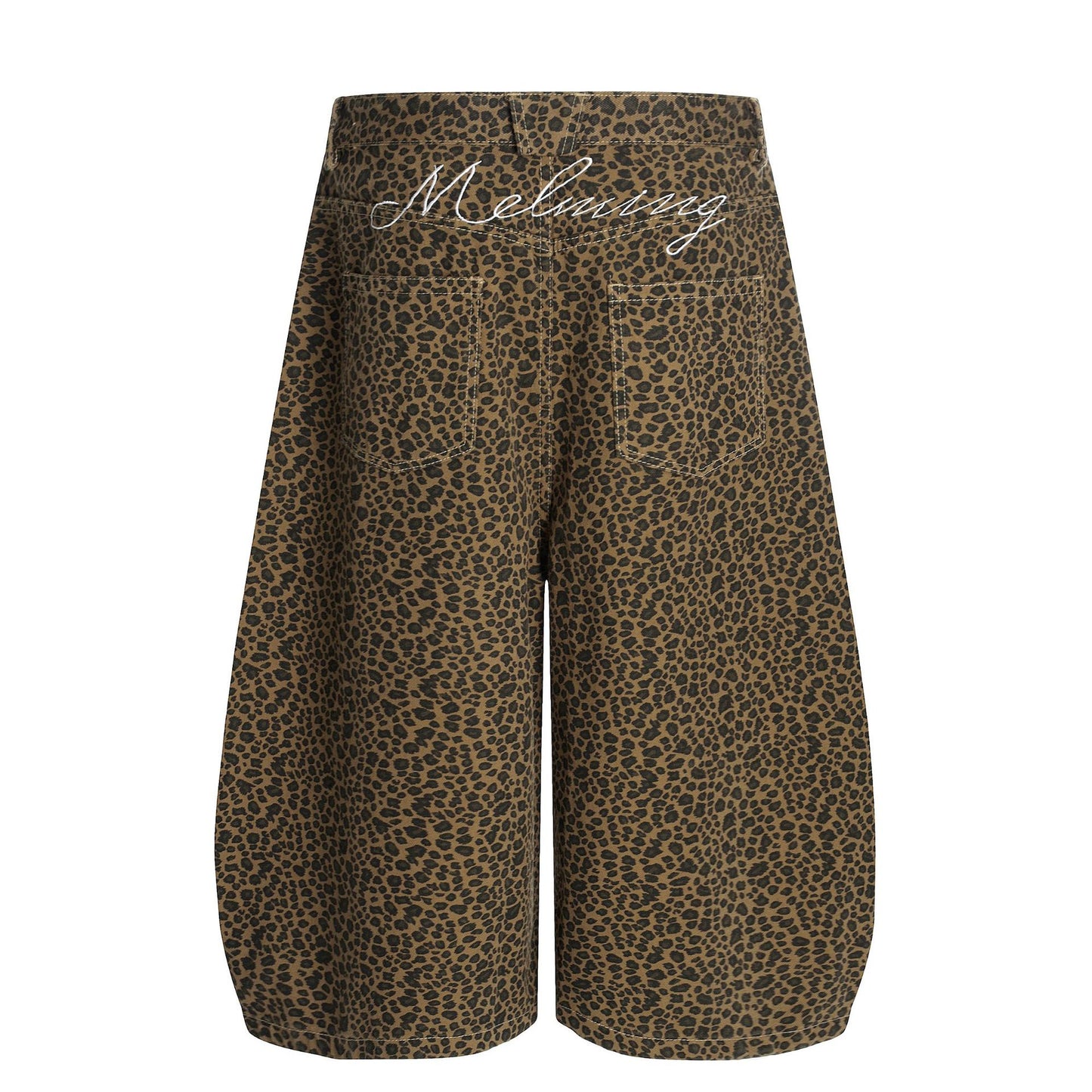 Leopard Print Curved Cargo Half Pants WN26145