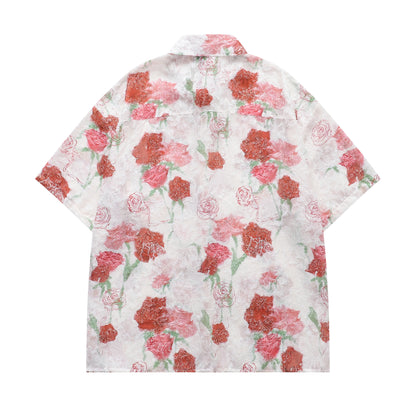 Floral Jacquard Oversize Short Sleeve Shirt WN26831