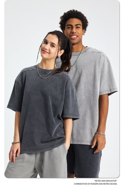 Washed Plain Oversize Short Sleeve T-Shirt WN16261