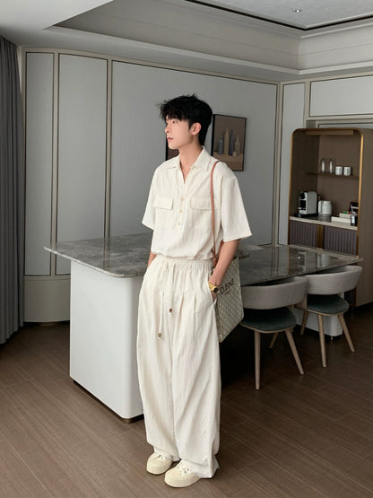 Linen Short Sleeve Shirt & Linen Pants Setup WN20422