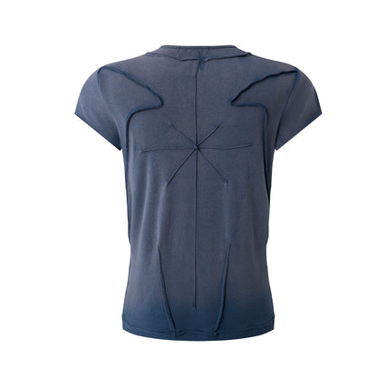 Washed Deconstruction Layered Short Sleeve T-Shirt WN25810