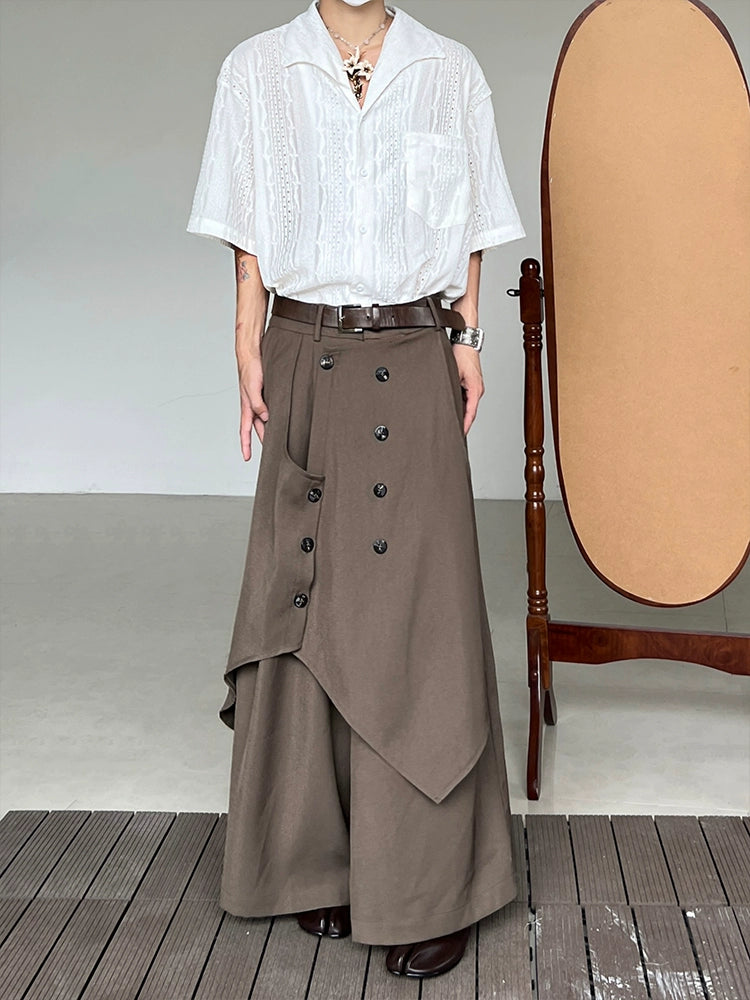 Asymmetrical Draping Wide Leg Trousers WN19950
