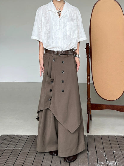 Asymmetrical Draping Wide Leg Trousers WN19950