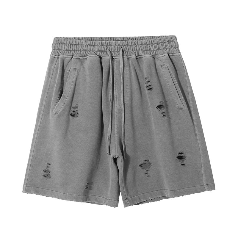 Washed Damage Short Sweatpants WN6634