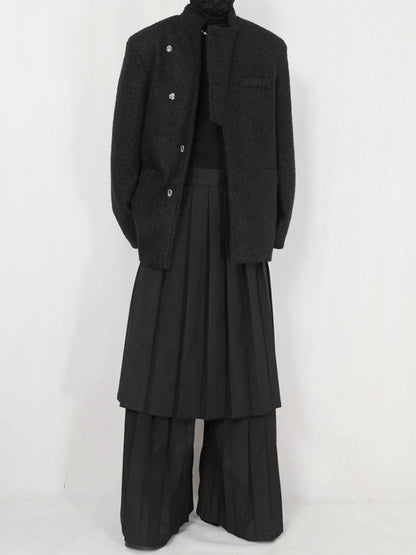 Pleats Detachable Skirted Wide Leg Trousers WN20191