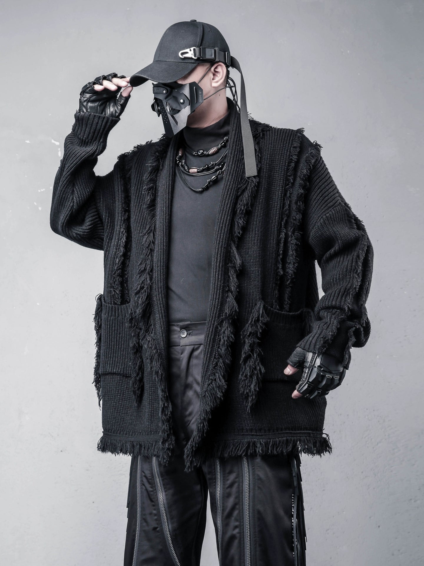 Irregular Fringe Oversize Knit Cardigan WN22363