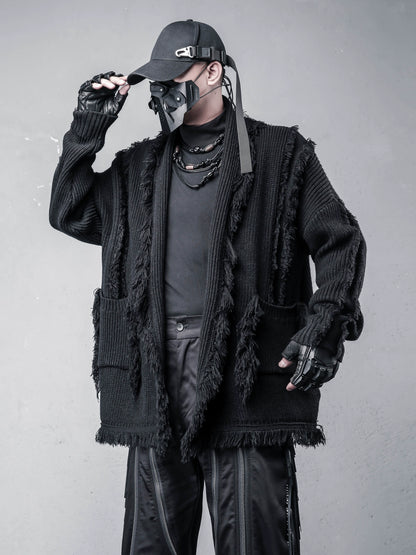 Irregular Fringe Oversize Knit Cardigan WN22363