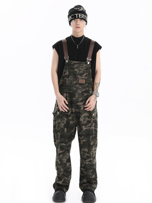 Camouflage Wide-Leg Straight Overalls WN7150