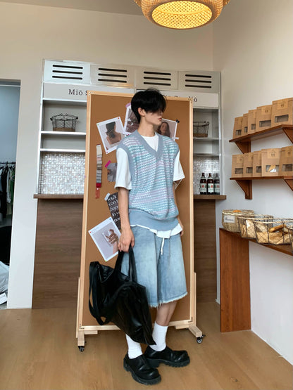 Gradient Hollow Knit Vest WN19868