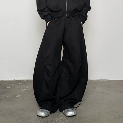Pleated Zipper Hoodie & Wide Leg Pants Setup WN20877