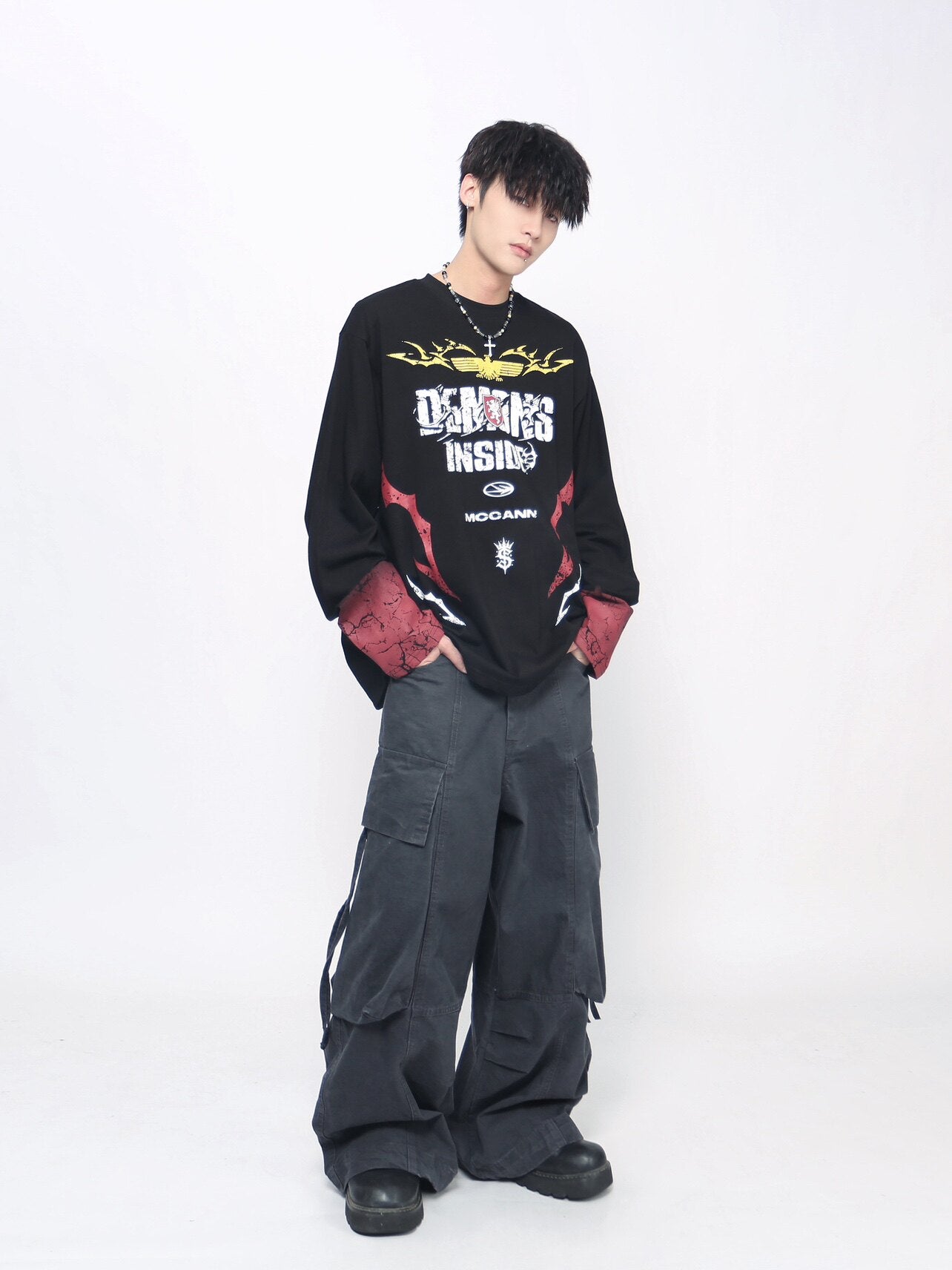 Graphic Print Oversize Long Sleeve T-Shirt WN24448