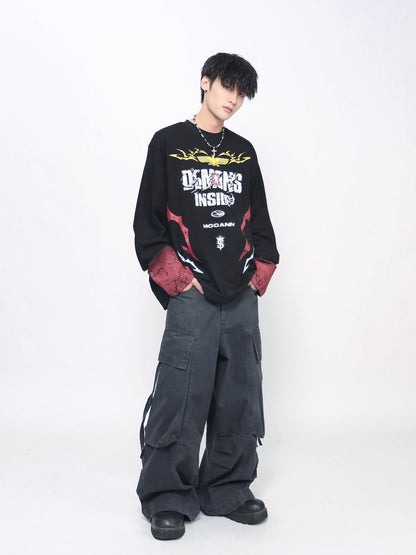 Graphic Print Oversize Long Sleeve T-Shirt WN24448