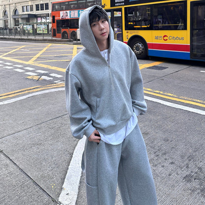 Half Zipper Hoodie & Wide Leg Pants Setup WN25188