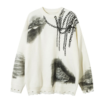 CHAIN ​​JACQUARD SPRAY PAINT KNIT SWEATER WN11439