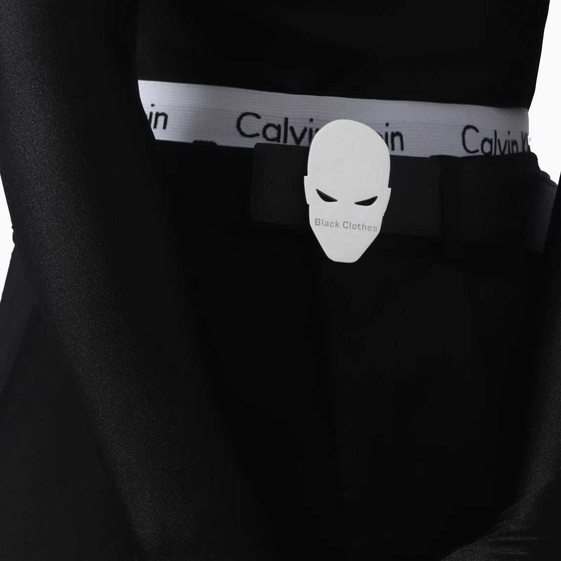 WN23661 BlackClothes Personality Versatile Decorative Metal Devil's Head Punk Style Black Belt WN23661