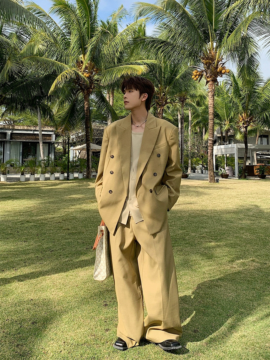 Double-Breasted Tailored Jacket & Wide Leg Trousers Setup WN20395