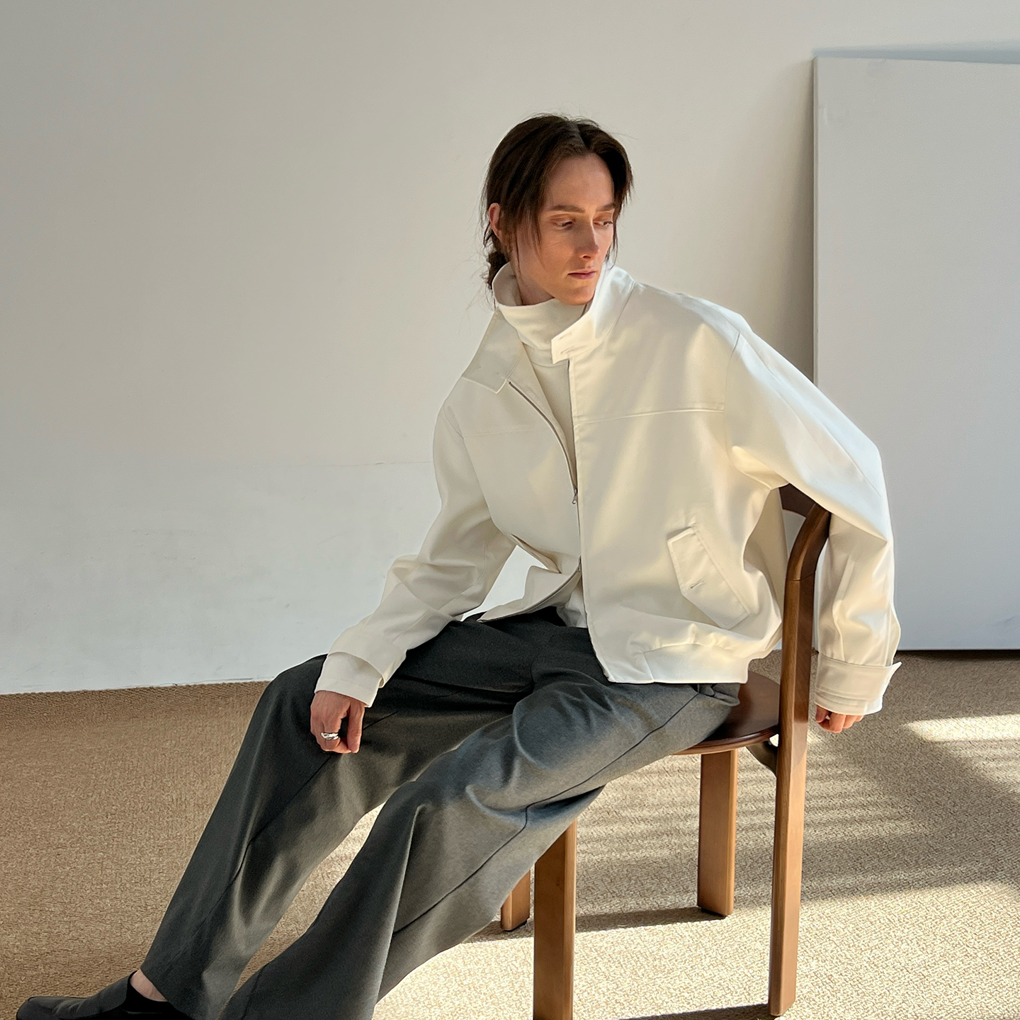 Stand Neck Short Zipper Jacket WN21481