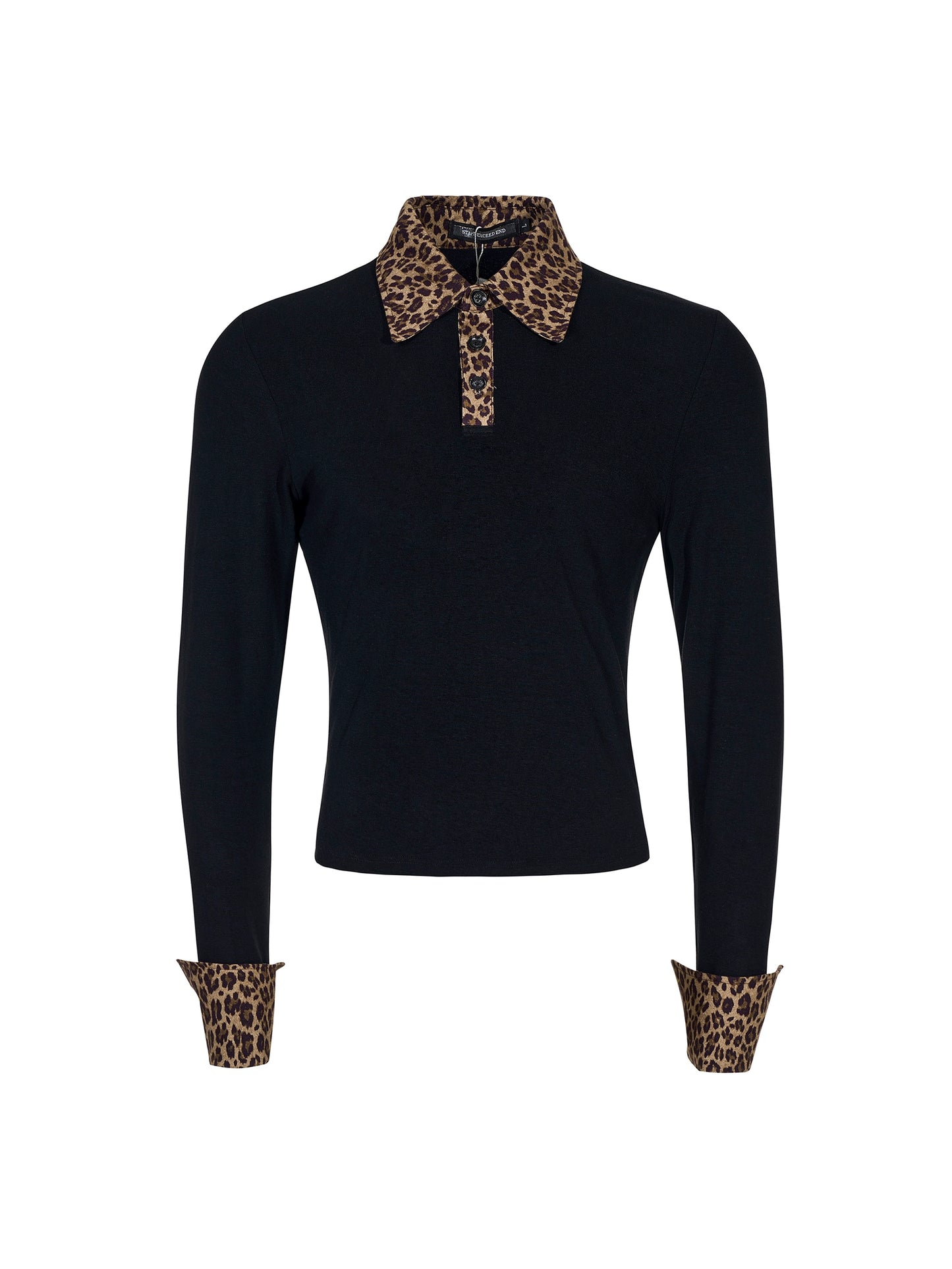 Leopard Polo Collar Long Sleeve T-Shirt WN22142
