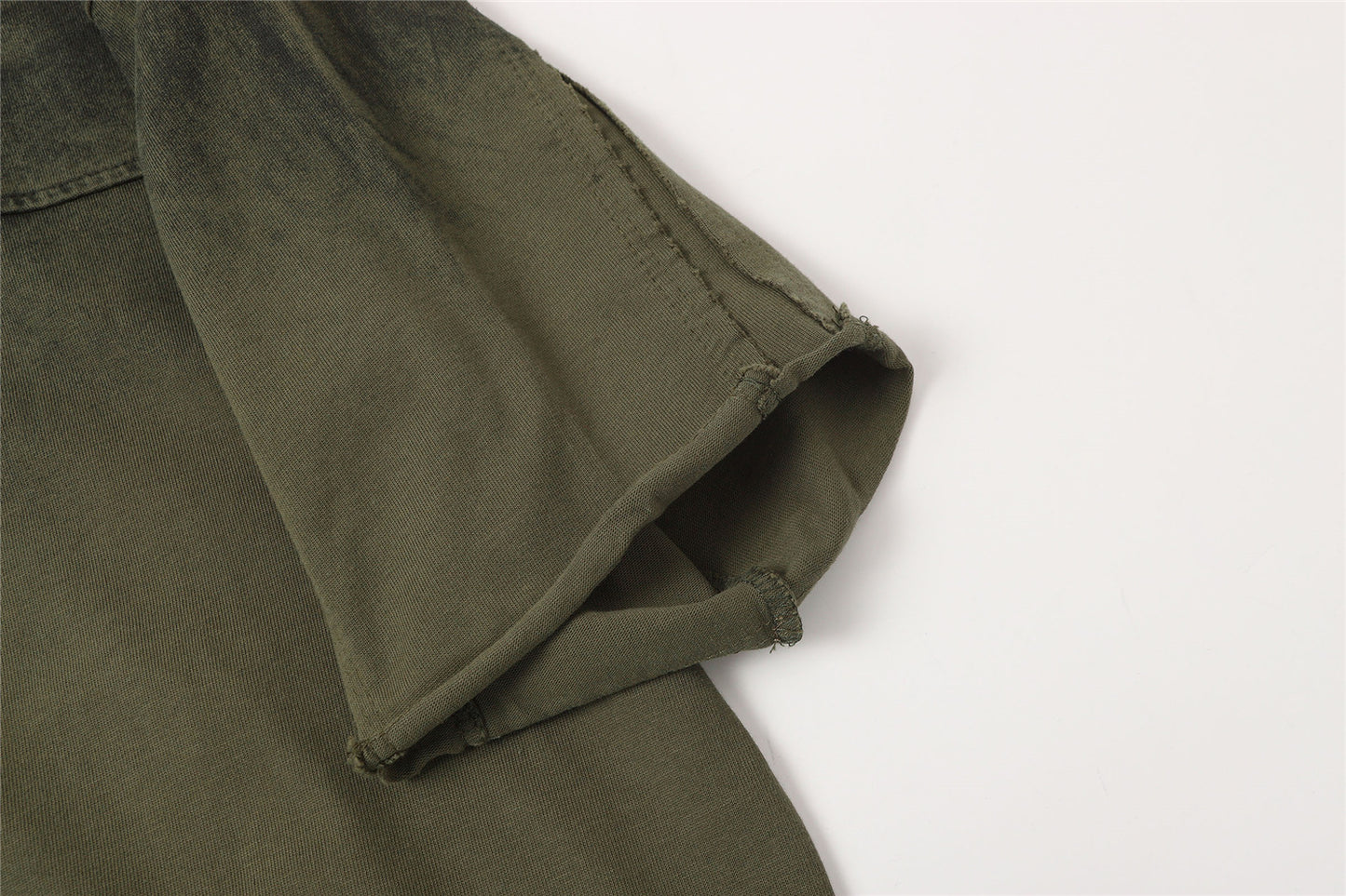 Washed Panel Raw Hem Short Sleeve T-Shirt WN26766