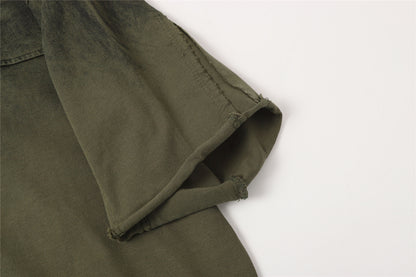 Washed Panel Raw Hem Short Sleeve T-Shirt WN26766