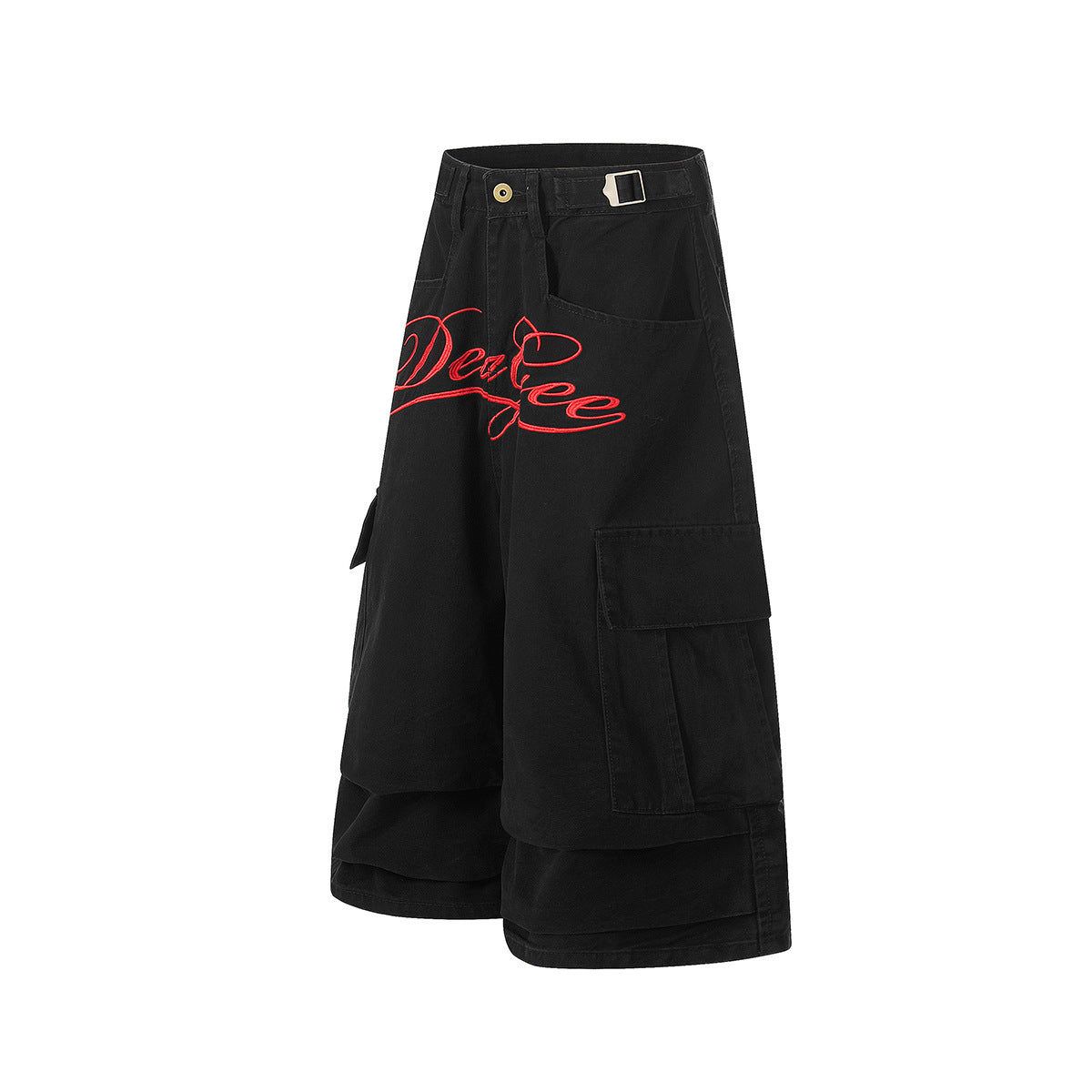 Metal Buckle Logo Print Cargo Cropped Half Pants WN25755