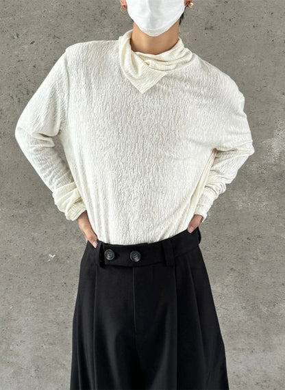 High-Neck Texture Pullover Knit Sweater WN19998