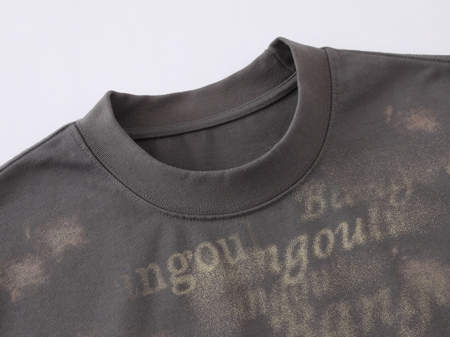 Bleach Washed Logo Print Short Sleeve T-Shirt WN25555