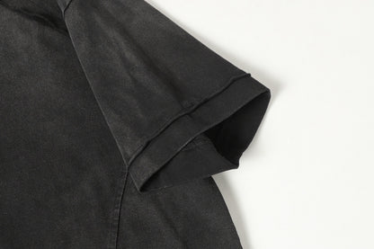 Washed Damage Raw Edge Short Sleeve T-Shirt WN23056