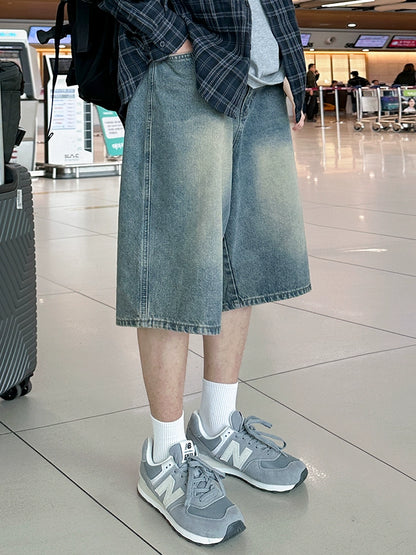 Wide Leg Washed Denim Half Pants WN20288