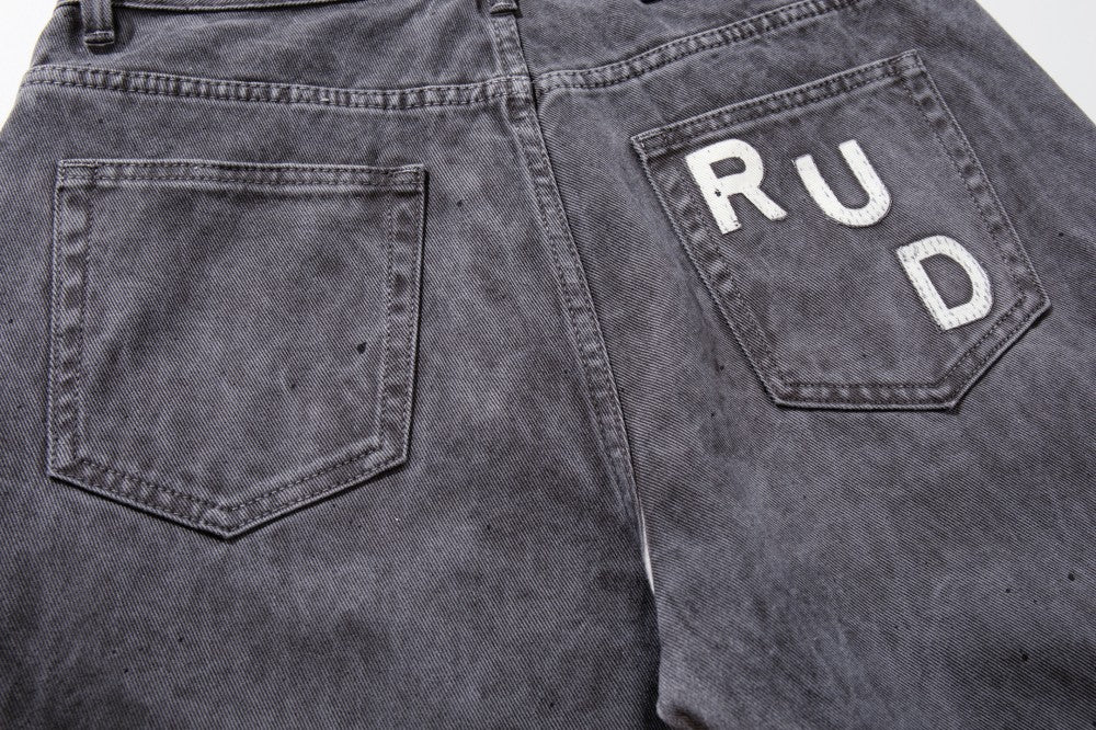 Gradient Paint Letter Graphic Wide Leg Denim Jeans WN28027
